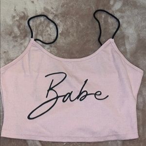 Cute Babe light pink top with black straps